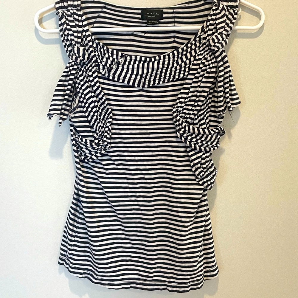 Anthropologie Deletta Striped Sleeveless Tee